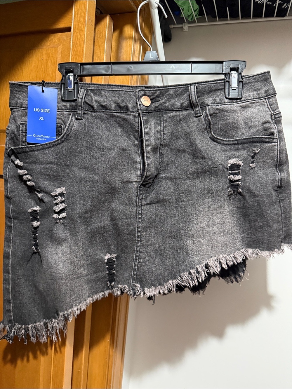 Distressed Women's Denim Shorts - Black
